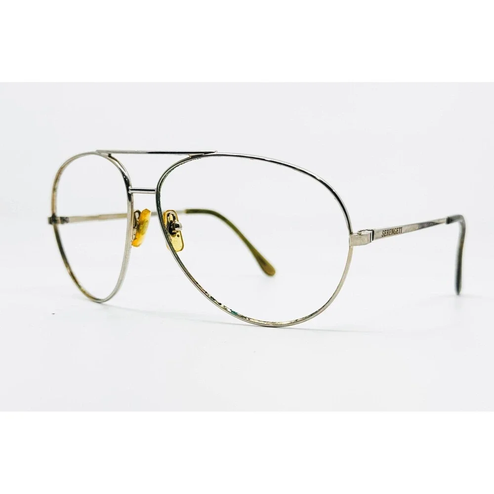 Serengeti Eyeglasses Mens Silver Aviator Metal Double Bridge 44622 Large